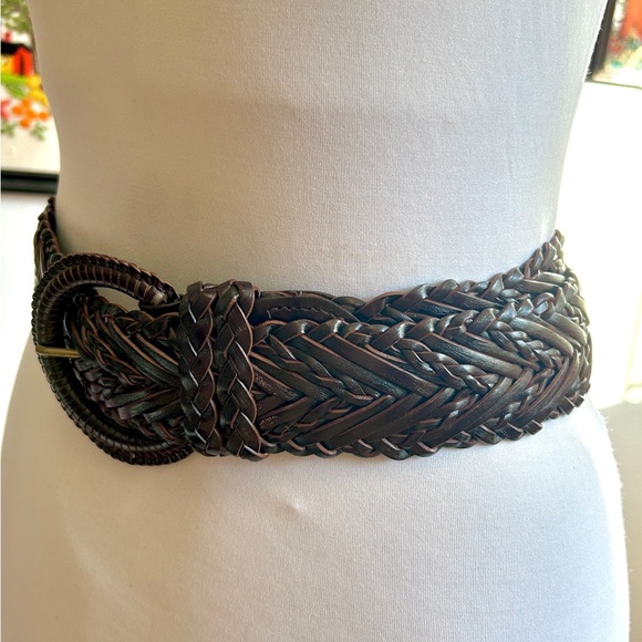 Vintage Style Bohemian Western Braided Bonded Leather Belt – Dark Brown - Picture 4 of 7